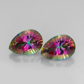 أحجار الكوارتز الغامض أعلى قوس قزح طبيعية، شكل الكمثرى، VVS، وزنها  قيراط