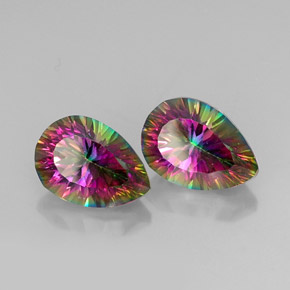 أحجار الكوارتز الغامض أعلى قوس قزح طبيعية، شكل الكمثرى، VVS، وزنها  قيراط