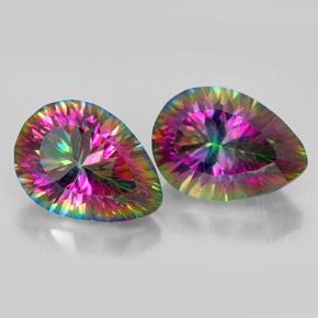 أحجار الكوارتز الغامض أعلى قوس قزح طبيعية، شكل الكمثرى، VVS، وزنها  قيراط