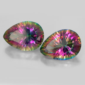أحجار الكوارتز الغامض أعلى قوس قزح طبيعية، شكل الكمثرى، VVS، وزنها  قيراط