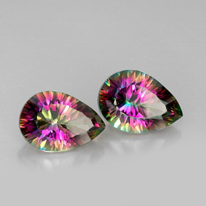 أحجار الكوارتز الغامض أعلى قوس قزح طبيعية، شكل الكمثرى، VVS، وزنها  قيراط