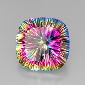 الكوارتز الغامض أعلى قوس قزح طبيعي، قطع وسادة، 27.53 قيراط، VVS-VS