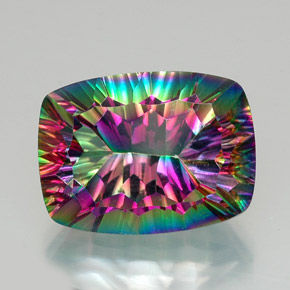 الكوارتز الغامض أعلى قوس قزح طبيعي، قطع وسادة، 20.66 قيراط، VVS
