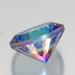 كوارتز ميستيك طبيعي بلون قوس قزح فاخر، وزن ‎19.18‎ قيراط، شكل دائري، مقاس ‎18.04‎ مم