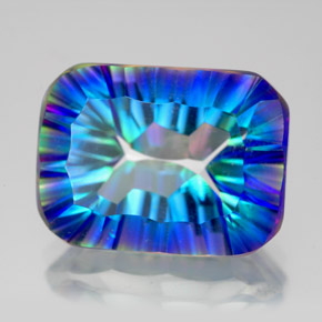 الكوارتز الغامض أعلى قوس قزح طبيعي، قص الزمرد، 11.00 قيراط، VVS-VS