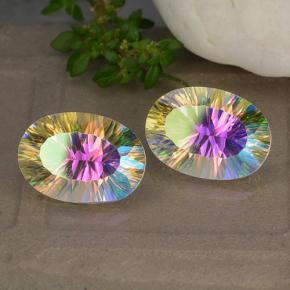 أحجار الكوارتز الغامض متعدد الألوان طبيعية، قصة بيضاوى، VVS-VS، وزنها 9.99 قيراط