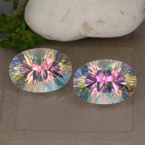 أحجار الكوارتز الغامض متعدد الألوان طبيعية، قصة بيضاوى، VVS-VS، وزنها 10.75 قيراط