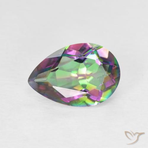 1.76ct طبيعي متعدد الألوان الكوارتز الغامض, شكل الكمثرى, VVS-VS