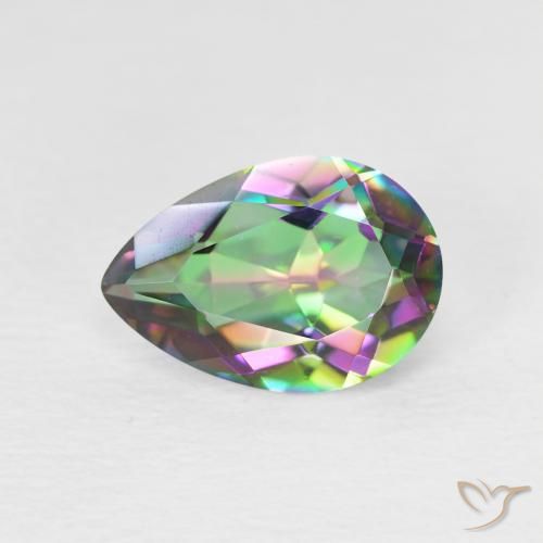1.86ct طبيعي متعدد الألوان الكوارتز الغامض, شكل الكمثرى, VVS-VS