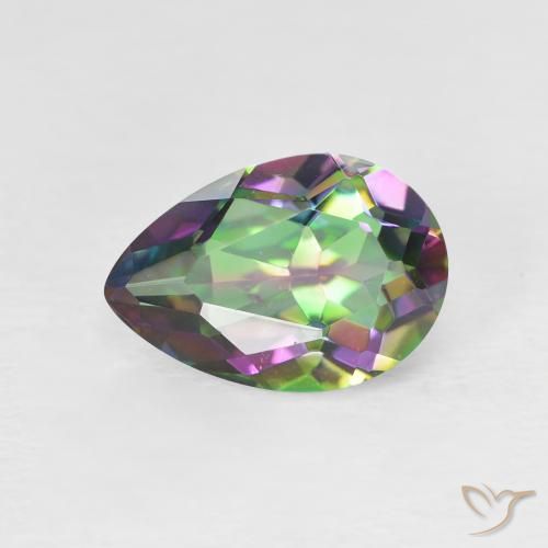 1.98ct طبيعي متعدد الألوان الكوارتز الغامض, شكل الكمثرى, VVS-VS