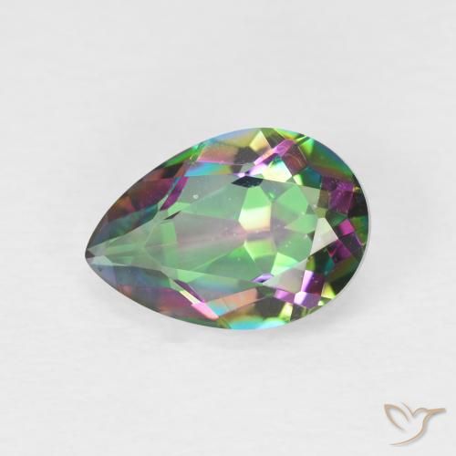 1.93ct طبيعي متعدد الألوان الكوارتز الغامض, شكل الكمثرى, VVS-VS