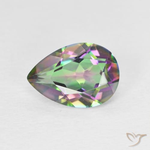 1.75ct طبيعي متعدد الألوان الكوارتز الغامض, شكل الكمثرى, VVS-VS