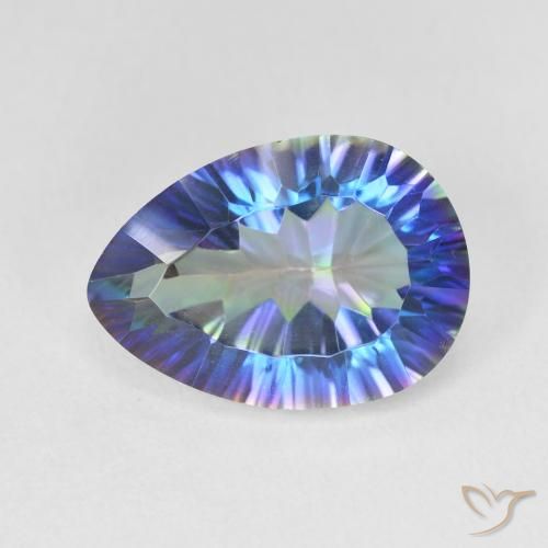 5.26ct طبيعي متعدد الألوان الكوارتز الغامض, شكل الكمثرى, VVS-VS