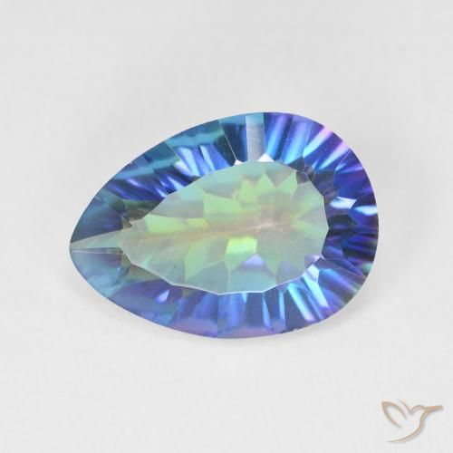 4.36ct طبيعي متعدد الألوان الكوارتز الغامض, شكل الكمثرى, VVS-VS