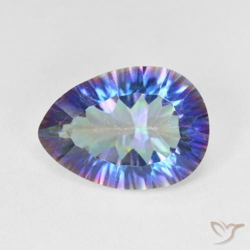 4.78ct طبيعي متعدد الألوان الكوارتز الغامض, شكل الكمثرى, قليلا جدا