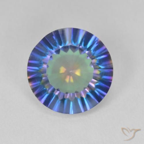 5.11ct طبيعي أزرق متعدد الألوان الكوارتز الغامض, دائري, قليلا جدا