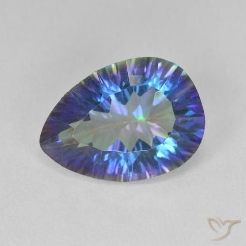 4.82ct طبيعي أزرق متعدد الألوان الكوارتز الغامض, شكل الكمثرى, قليلا جدا