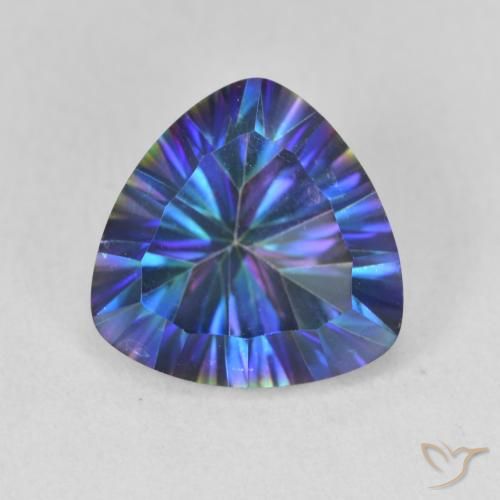 3.10ct طبيعي أزرق متعدد الألوان الكوارتز الغامض, مثلثى, VVS-VS