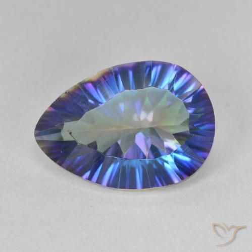 4.96ct طبيعي أزرق متعدد الألوان الكوارتز الغامض, شكل الكمثرى, VVS-VS