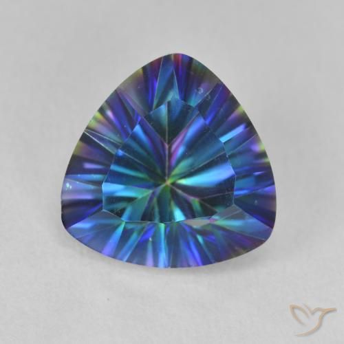 2.97ct طبيعي أزرق متعدد الألوان الكوارتز الغامض, مثلثى, VVS-VS