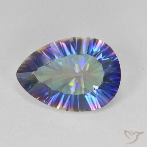 4.73ct طبيعي أزرق متعدد الألوان الكوارتز الغامض, شكل الكمثرى, VVS-VS