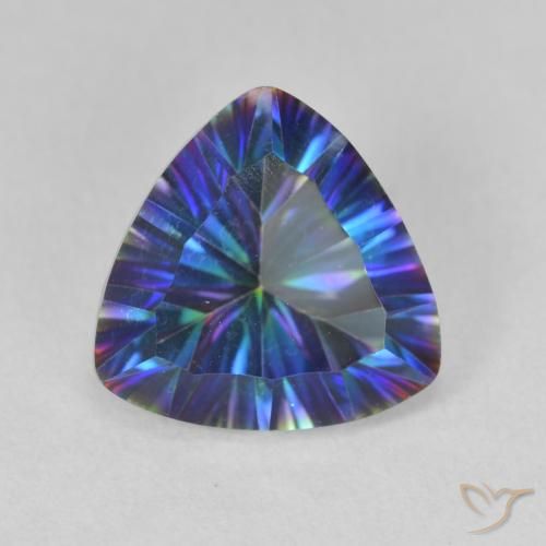 2.97ct طبيعي أزرق متعدد الألوان الكوارتز الغامض, مثلثى, VVS-VS