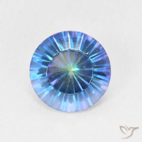 1.72ct طبيعي أزرق متعدد الألوان الكوارتز الغامض, دائري, VVS-VS
