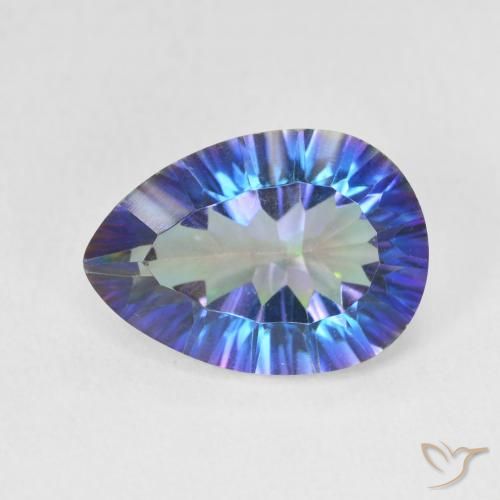 4.94ct طبيعي متعدد الألوان الكوارتز الغامض, شكل الكمثرى, قليلا جدا