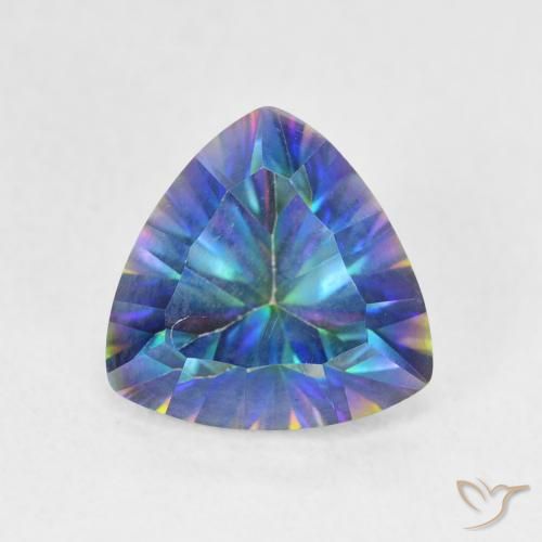 2.22ct طبيعي أزرق متعدد الألوان الكوارتز الغامض, مثلثى, قليلا جدا