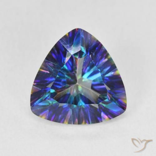3.01ct طبيعي أزرق متعدد الألوان الكوارتز الغامض, مثلثى, قليلا جدا