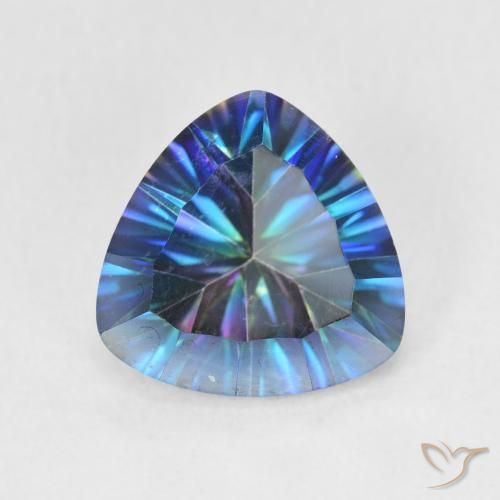 2.85ct طبيعي أزرق متعدد الألوان الكوارتز الغامض, مثلثى, قليلا جدا