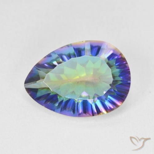 4.68ct طبيعي أزرق متعدد الألوان الكوارتز الغامض, شكل الكمثرى, قليلا جدا