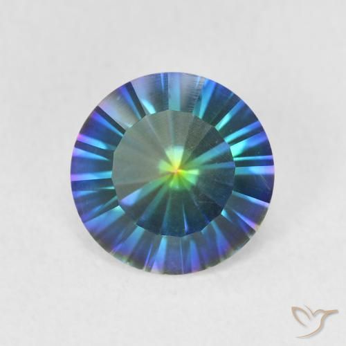1.58ct طبيعي أزرق متعدد الألوان الكوارتز الغامض, دائري, VVS
