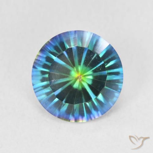 1.72ct طبيعي أزرق متعدد الألوان الكوارتز الغامض, دائري, قليلا جدا