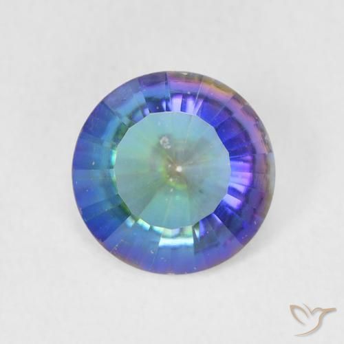 1.76ct طبيعي أزرق متعدد الألوان الكوارتز الغامض, دائري, قليلا جدا
