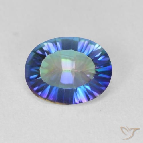1.62ct طبيعي متعدد الألوان الكوارتز الغامض, بيضوي, قليلا جدا