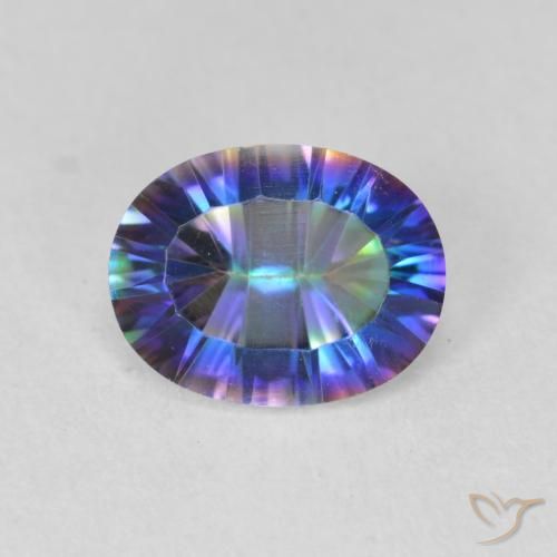 1.64ct طبيعي متعدد الألوان الكوارتز الغامض, بيضوي, قليلا جدا
