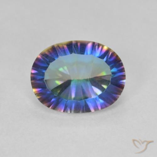 1.64ct طبيعي متعدد الألوان الكوارتز الغامض, بيضوي, VVS-VS