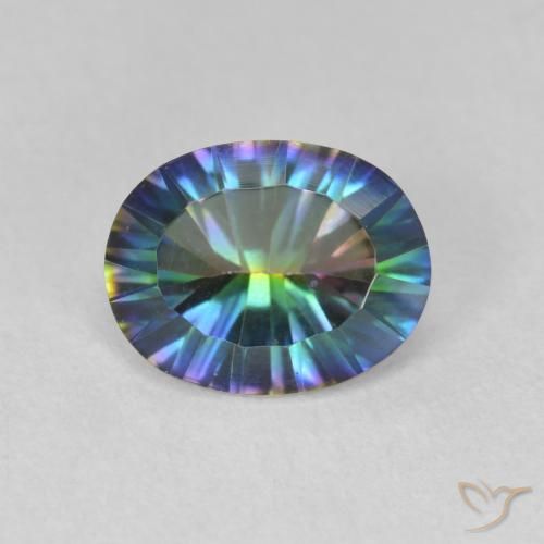 1.60ct طبيعي متعدد الألوان الكوارتز الغامض, بيضوي, VVS-VS