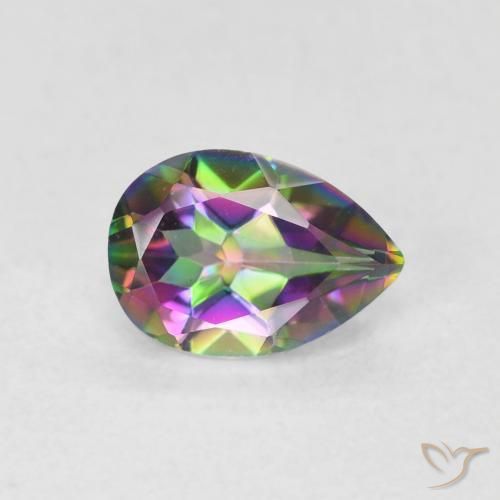 0.66ct طبيعي متعدد الألوان الكوارتز الغامض, شكل الكمثرى, قليلا جدا