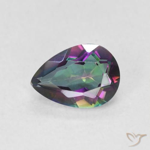 0.66ct طبيعي متعدد الألوان الكوارتز الغامض, شكل الكمثرى, VVS