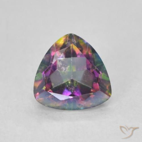 0.74ct طبيعي متعدد الألوان الكوارتز الغامض, مثلثى, قليلا جدا