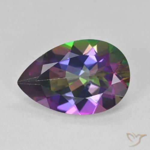 6.06ct طبيعي متعدد الألوان الكوارتز الغامض, شكل الكمثرى, VVS-VS