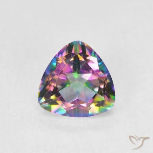 0.77ct طبيعي متعدد الألوان الكوارتز الغامض, مثلثى, VVS