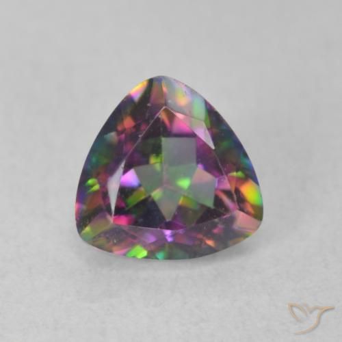 0.76ct طبيعي متعدد الألوان الكوارتز الغامض, مثلثى, VVS