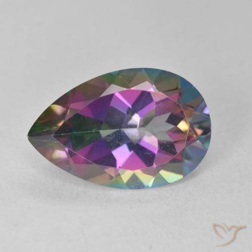 6.62ct طبيعي متعدد الألوان الكوارتز الغامض, شكل الكمثرى, VVS