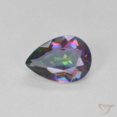 0.61ct طبيعي متعدد الألوان الكوارتز الغامض, شكل الكمثرى, VVS-VS
