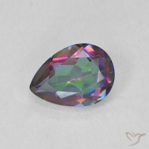 0.65ct طبيعي متعدد الألوان الكوارتز الغامض, شكل الكمثرى, VVS-VS
