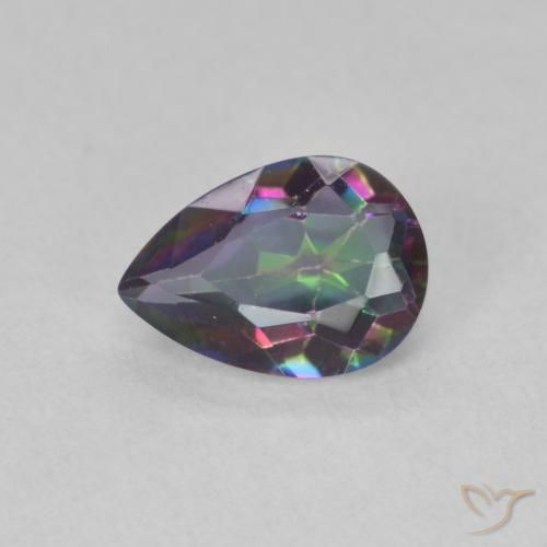 0.66ct طبيعي متعدد الألوان الكوارتز الغامض, شكل الكمثرى, VVS-VS