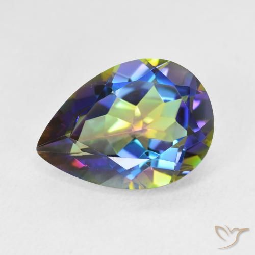 4.91ct طبيعي متعدد الألوان الكوارتز الغامض, شكل الكمثرى, VVS